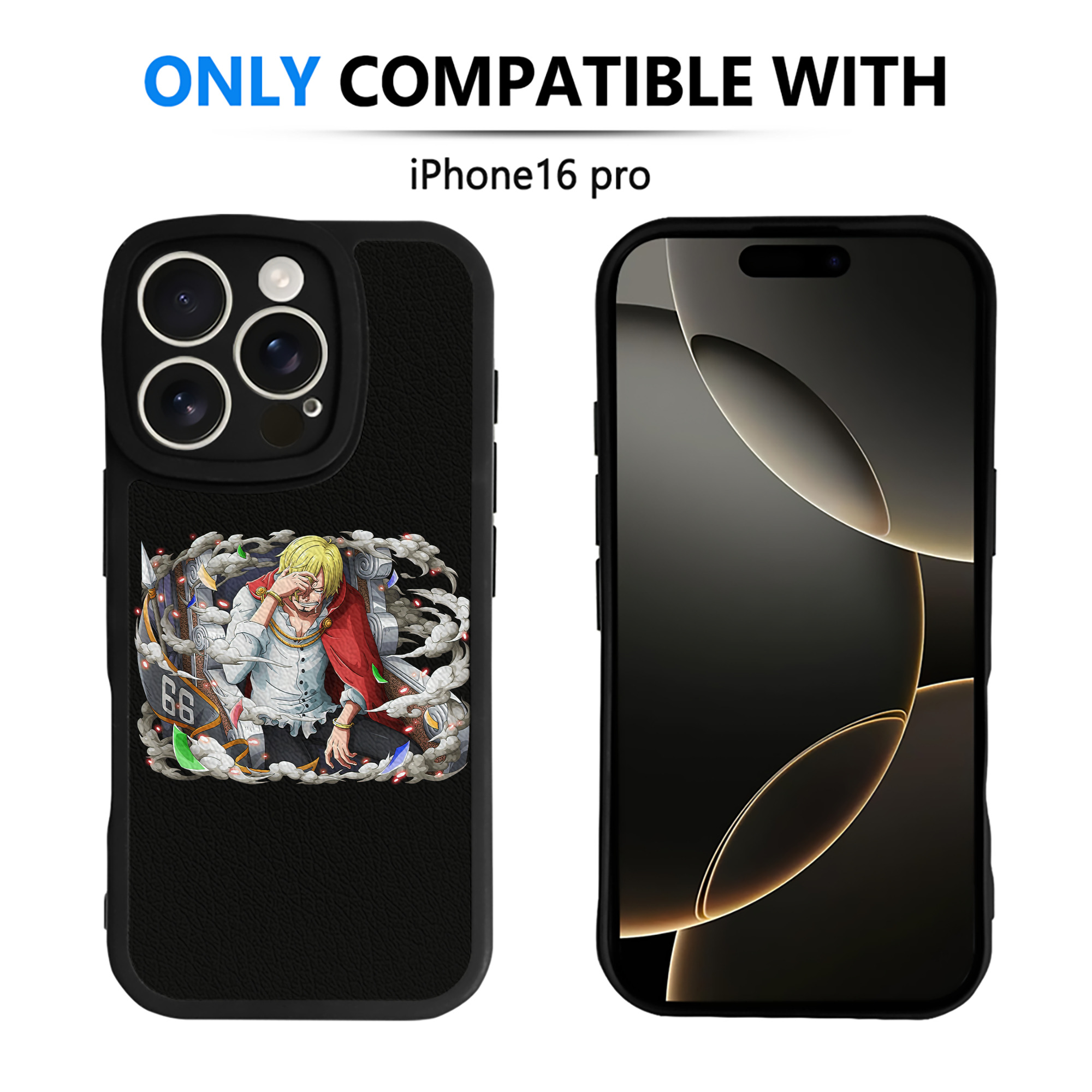（画像用） ワンピース サンジ ONE PIECE Sanji 【iPhone 16シリーズ対応】シリコンスマホケース（レザー調） 材質：シリコン